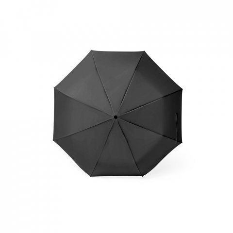 ARON. Guarda-chuva, dobr&aacute;vel, de 21'' em poli&eacute;ster 100% reciclado pongee 190T - Preto
