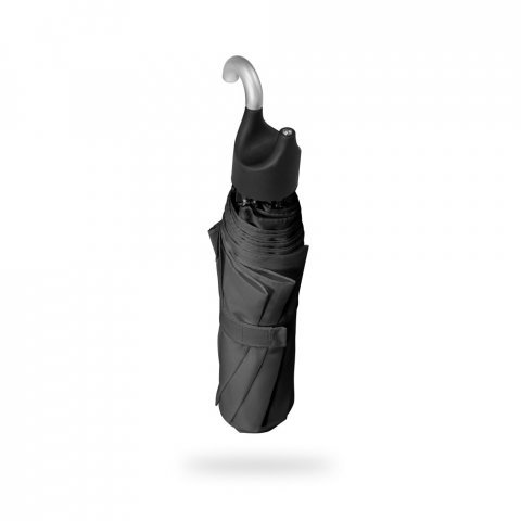 ARON. Guarda-chuva, dobr&aacute;vel, de 21'' em poli&eacute;ster 100% reciclado pongee 190T - Preto