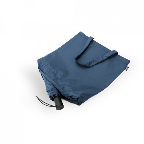 SKYLAR. Guarda-chuva 2 em 1 com sacola de compras em poli&eacute;ster reciclado incluso - Azul