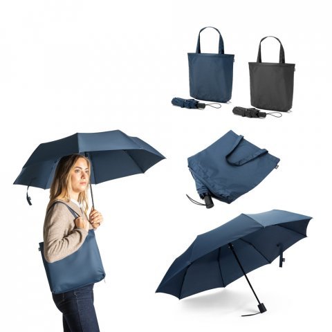 SKYLAR. Guarda-chuva 2 em 1 com sacola de compras em poli&eacute;ster reciclado incluso