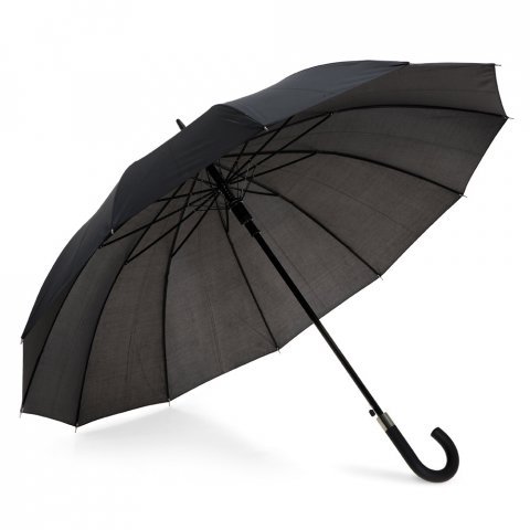 GUIL. Guarda-chuva de 12 varetas em poli&eacute;ster 190T com abertura autom&aacute;tica - Preto