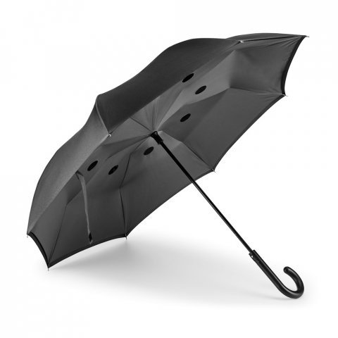 ANGELA. Guarda-chuva, revers&iacute;vel, em poli&eacute;ster pongee 190T - Cinza
