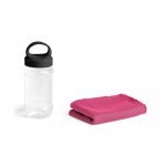ARTX PLUS. Conjunto composto toalha e garrafa em poliamida e poli&eacute;ster - Rosa
