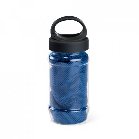 ARTX PLUS. Conjunto composto toalha e garrafa em poliamida e poli&eacute;ster - Azul royal