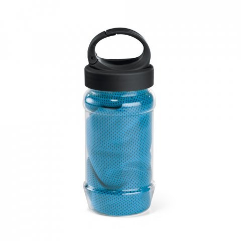 ARTX PLUS. Conjunto composto toalha e garrafa em poliamida e poli&eacute;ster - Azul claro