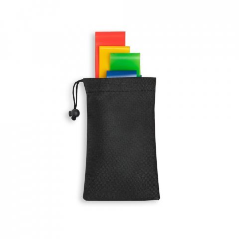 BURPEE. Conjunto de 4 bandas el&aacute;sticas de gin&aacute;stica com bolsa de non-woven - Preto