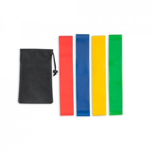 BURPEE. Conjunto de 4 bandas el&aacute;sticas de gin&aacute;stica com bolsa de non-woven - Preto